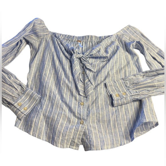 Free People Hello There Beautiful Striped Off-The-Shoulder Top New With Tags XS - Picture 2 of 11
